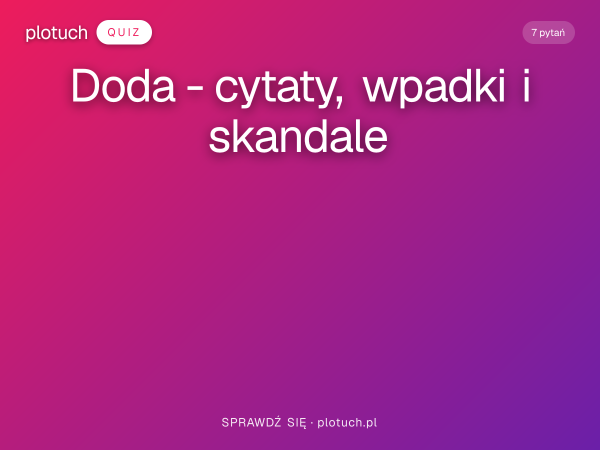 Quiz: Doda - cytaty, wpadki i skandale