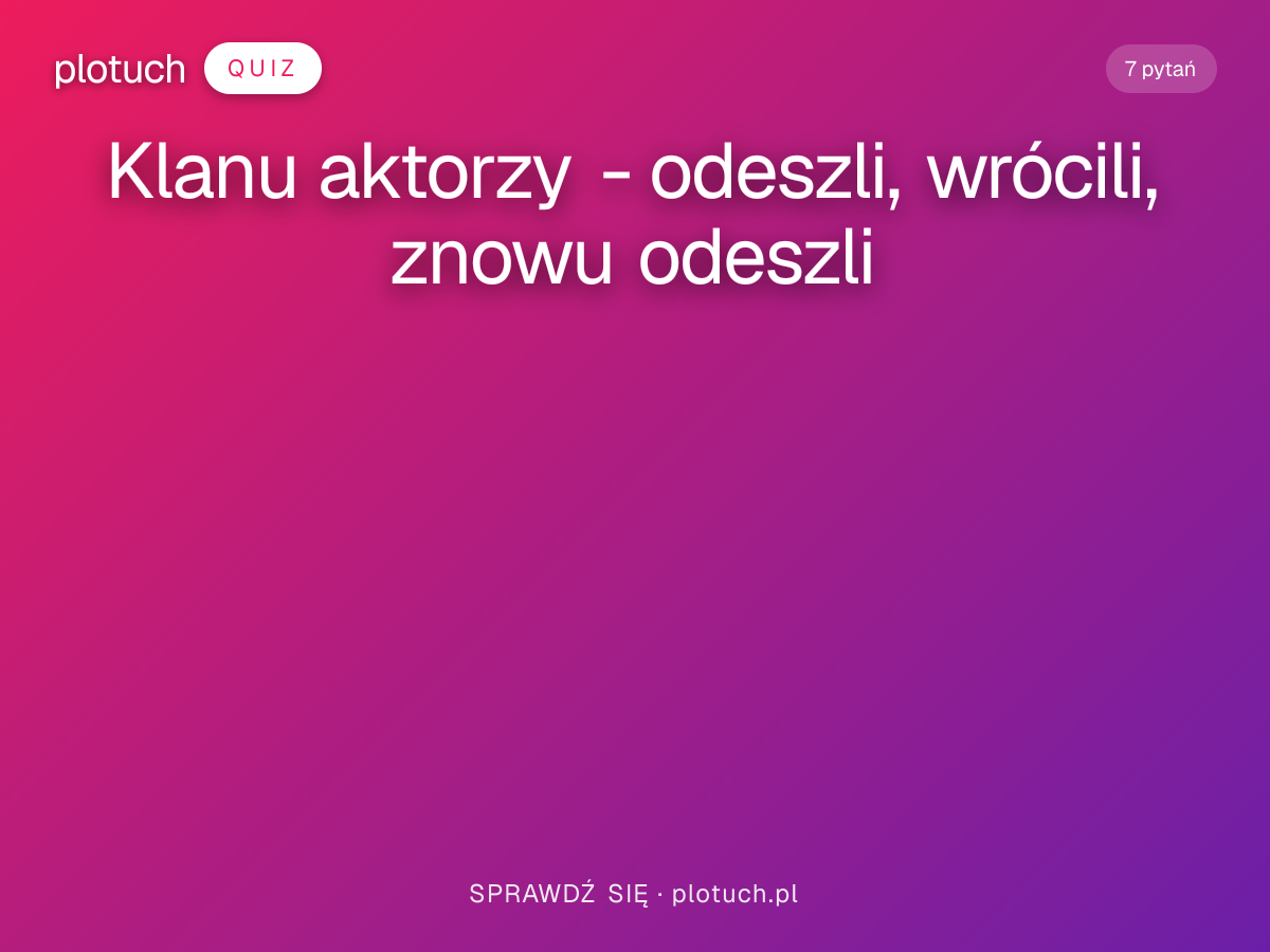 Quiz: Klanu aktorzy - odeszli, wrócili, znowu odeszli