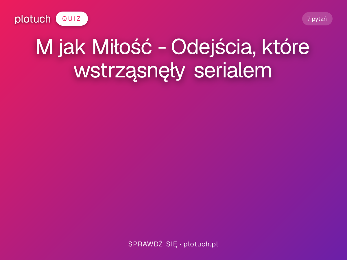Quiz: M jak Miłość - Odejścia, które wstrząsnęły serialem