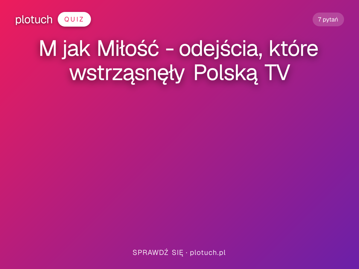 Quiz: M jak Miłość - odejścia, które wstrząsnęły Polską TV