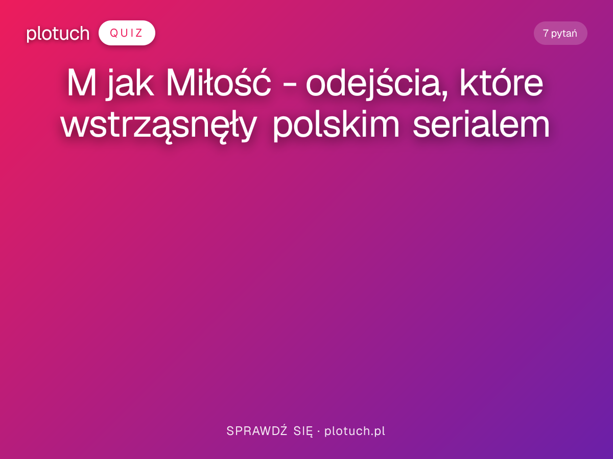 Quiz: M jak Miłość - odejścia, które wstrząsnęły polskim serialem