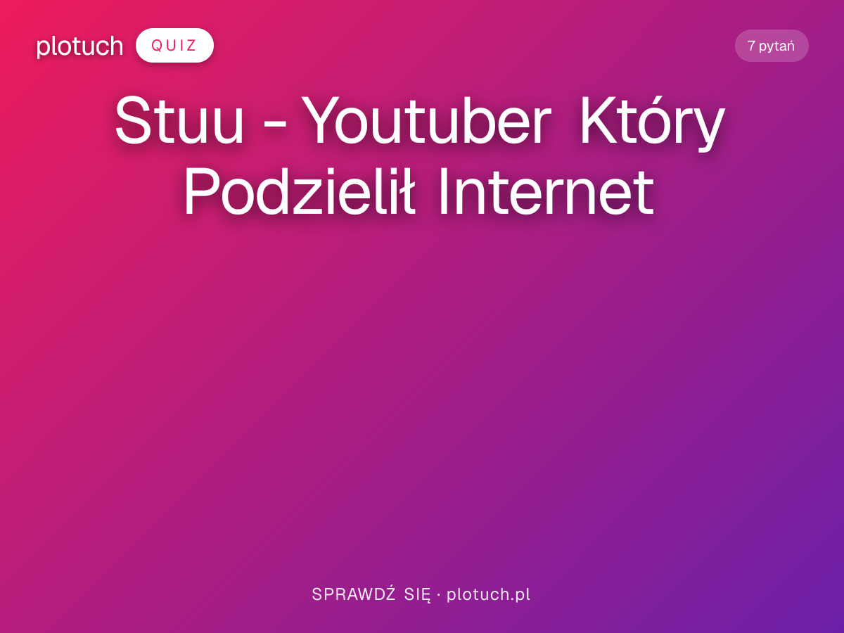 Quiz: Stuu - Youtuber Który Podzielił Internet